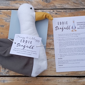 Eddie the Seagull Doorstop / Bookend DIY flat packed-Funny doorstop-Coastal decor-House warming-beach life-unique gift-birds-grey-white image 7