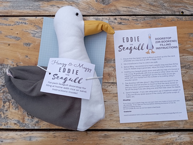 Eddie the Seagull Doorstop / Bookend DIY flat packed-Funny doorstop-Coastal decor-House warming-beach life-unique gift-birds-grey-white image 7