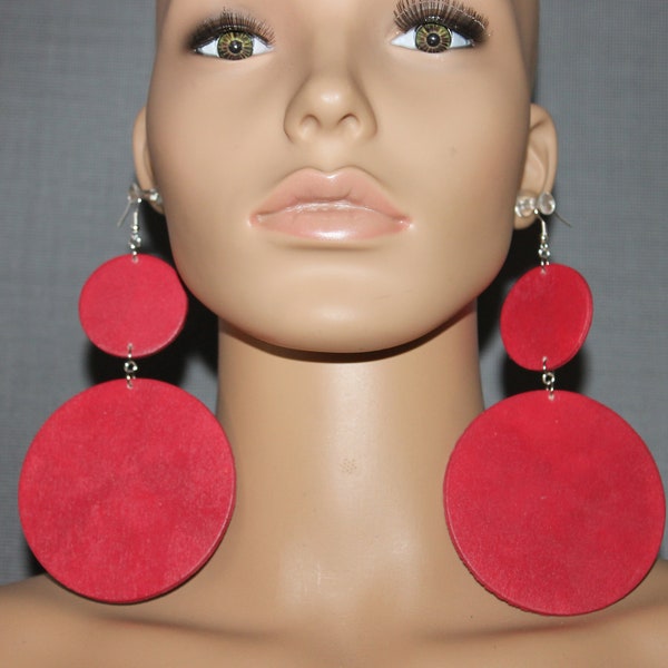 Cherry Cobbler red earrings|Wooden earrings|Diva earrings|Big earrings|Small earrings|Handpainted earrings|Clip-on earrings|Fashion earrings