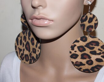 Vintage Leopard Print Hoop Earrings - Tortoise Shell Large Acrylic Earrings