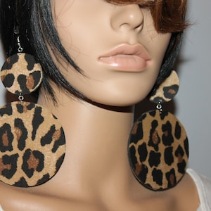 Leopard print earrings| Animal print earrings| Fabric earrings| Diva earrings| Big statement earrings| Pierced Clip-on earrings