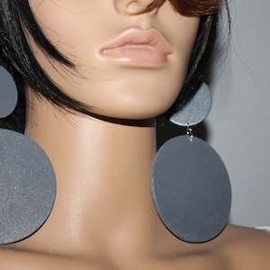 Graphite Gray Wooden Statement Earrings | Big Diva Earrings