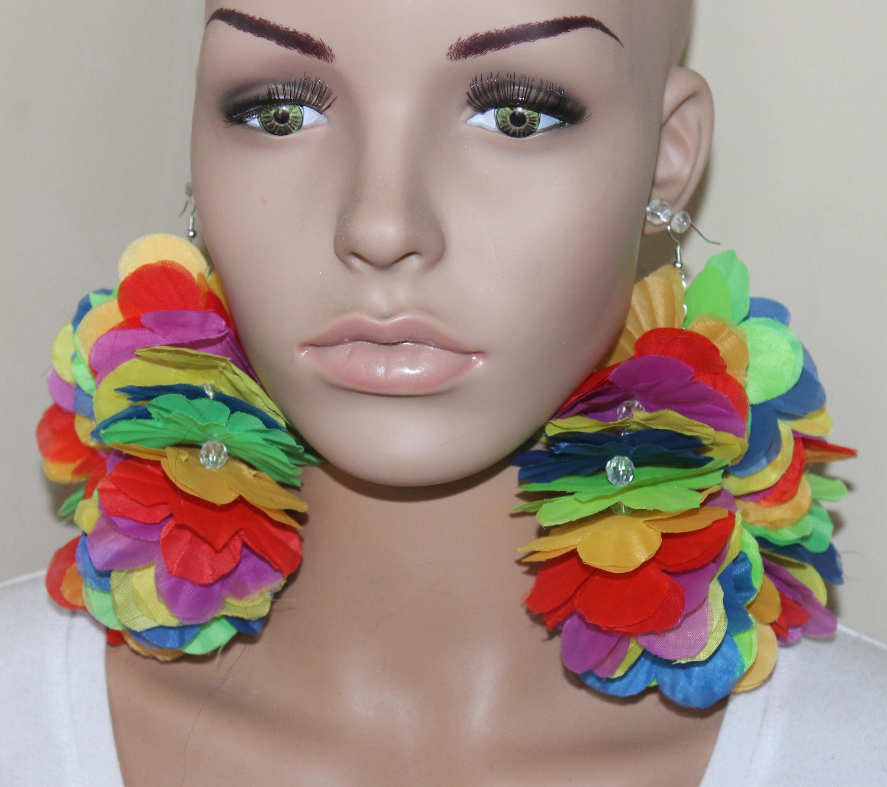 Rainbow Color Flower Hoop Earrings | Tropical Earrings - Etsy
