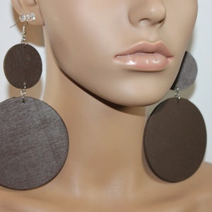 Cocoa bean brown wooden earrings| Diva earrings| Brown earrings| Big statement earrings| BOLD fashion earrings| Clip earrings