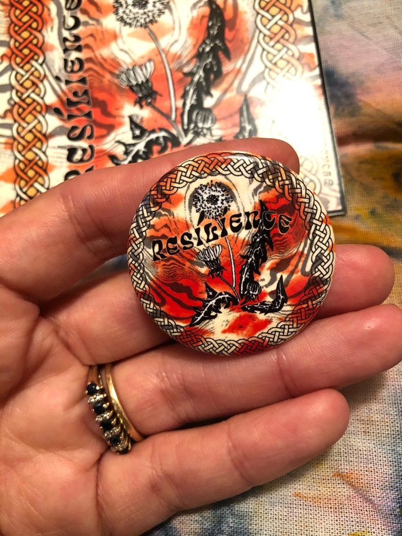 RESILIENCE Sticker /& Button Pack ~ Psychedelic Revolutionary Dandelion ~ Vinyl Waterproof Sticker Pin Back Button