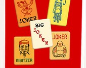 JOKERS WILD vintage bakelite Mah Jongg tile images. Blank notecard. Original design. Gift or send. In cellophane sleeve. 4.75 quot x 6.5 quot