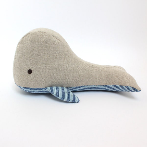 Peluche de baleine en lin biologique / animal en peluche écologique