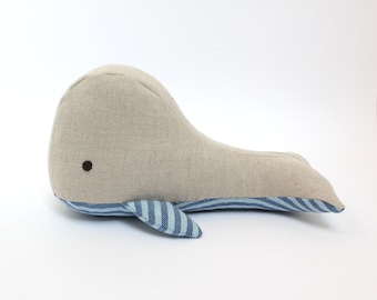 Peluche de ballena de lino orgánico / peluche ecológico