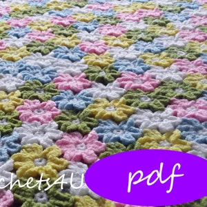 Crochet Blanket with Floral Pattern - Flower Blanket, Crochet Flowers, Handmade Blanket, Flower Crochet Blanket, Floral Crochet Blanket