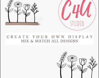 4 Modern Flower STL Files | Interchangeable 3D Printed Decor | Set of 4 Flowers | Digital Download