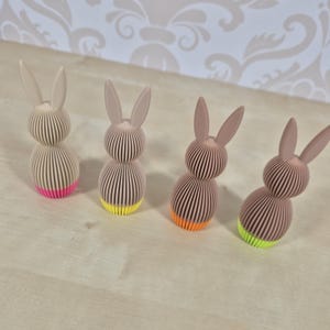 3D Printed Easter Bunny 110 mm – Modern Easter Decoration in Sand, Latte or Caramel with Neon Detail image 4
