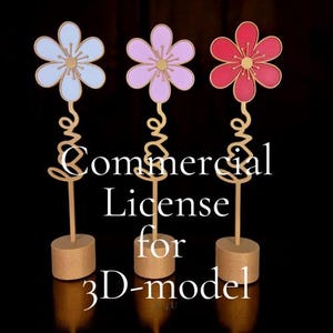 Flower with &quot;Love&quot; in the Stem (with Stand) - STL File - Commercial License
