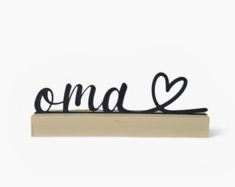 Grandma with heart — word decoration in holder — 3D printed — 130mm — gift for best friend