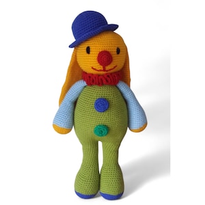 Crochet Bunny Clown Pattern – Easy crochet pattern for a cute stuffed bunny and clown – PDF crochet toy pattern