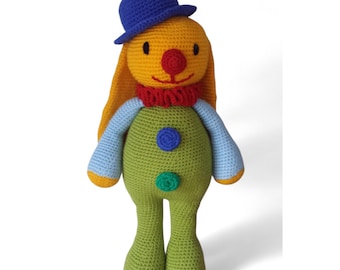 Crochet Bunny Clown Pattern – Easy crochet pattern for a cute stuffed bunny and clown – PDF crochet toy pattern