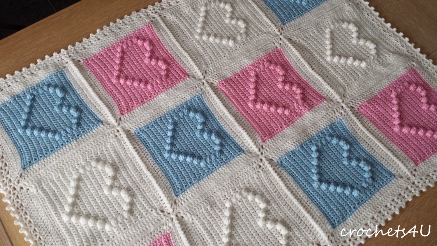 Crochet Pattern Heart Afghan Crochet Blanket Pattern Baby Etsy