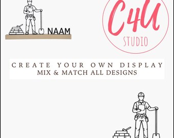Construction Worker STL | Builder Silhouette | 3D Print Decor | Mix & Match | Digital Download