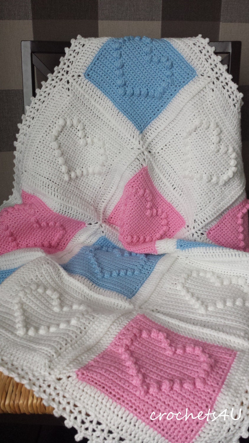 Crochet Pattern Heart Afghan Crochet Blanket Pattern Baby Etsy