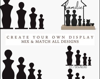 3D Printable Figurines STL | 8 Figures | 4 Sizes | 3D Print File | Digital Download