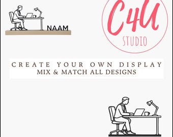 Office Worker Silhouette STL | 3D Print Download | Interchangeable Decor | Mix & Match | Office Decor | Desk Worker