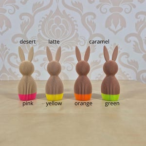 3D Printed Easter Bunny 110 mm – Modern Easter Decoration in Sand, Latte or Caramel with Neon Detail image 5