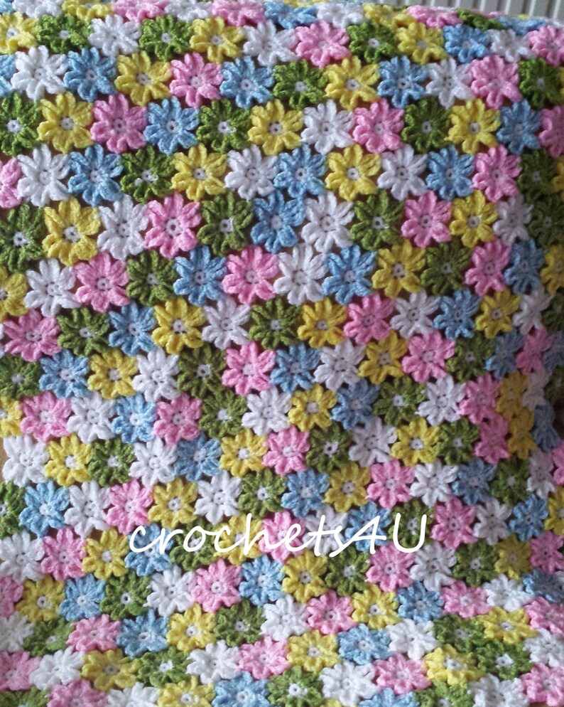 Crochet Pattern Flower Afghan Crochet Blanket Pattern Baby Etsy