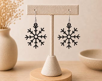 3D Printed Snowflake Earrings | Lightweight Winter Earrings | Antique Silver Stainless Steel Ear Hooks | 36 Colors
