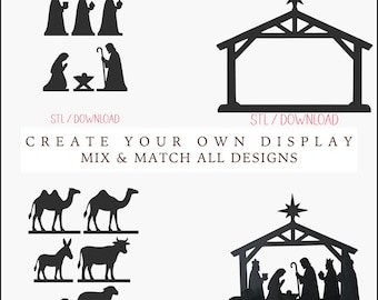Christmas Nativity STL | Nativity Scene Silhouette | Christmas Decor 3D Print | Christmas Display | Mix & Match