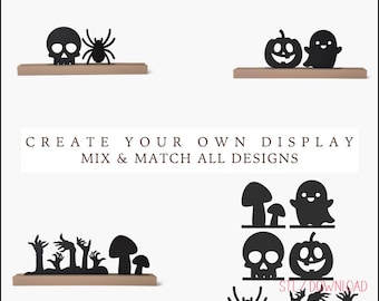 6 Halloween STL Files | Ghost, Pumpkin, Skull, Spider, Trees & Mushrooms | Interchangeable 3D Decor
