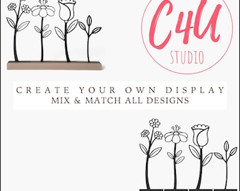 4 Modern Flower STL Files | Interchangeable 3D Printed Decor | Set of 4 Flowers | Digital Download