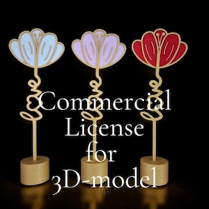 Flower with &quot;Love&quot; in the Stem (with Stand) - STL File - Commercial License