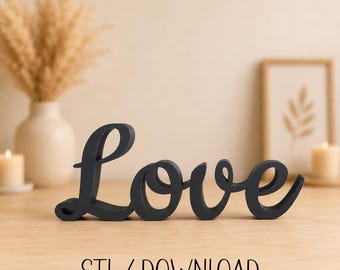 Love STL | 3D Printable File | Modern Decorative Word | 2 Sizes | Instant Download | STL005-love