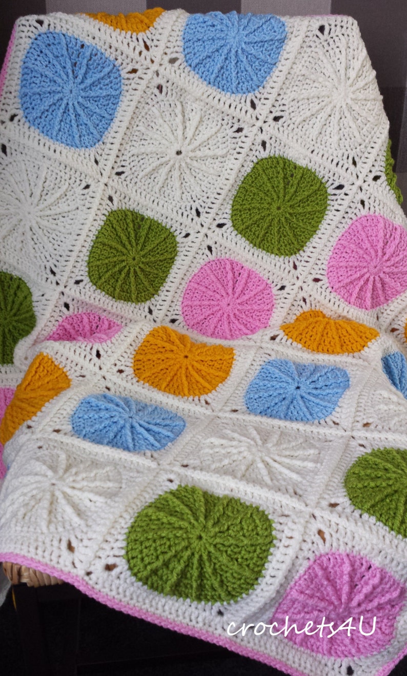 crochet pattern, circle afghan, crochet blanket pattern, baby blanket pattern zdjęcie 3