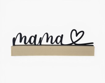 Mom with heart — word decoration in holder — 3D printed — 130mm — gift for best friend