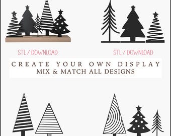 8 Christmas Trees STL | Christmas Decoration 3D Print | Interchangeable Trees | Mix & Match