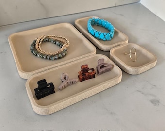 3MF Jewelry Dishes | 3 Sizes | Jewelry Tray 3D Print | Fuzzy Finish
