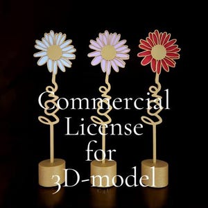 Flower with &quot;Love&quot; in the Stem (with Stand) - STL File - Commercial License