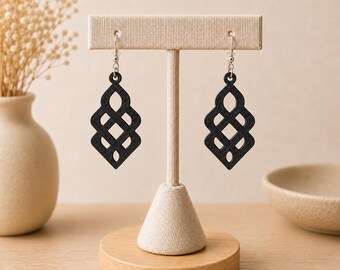 3D Printed Geometric Earrings | Openwork Design | Antique Silver Stainless Steel Ear Hooks | 36 Colors