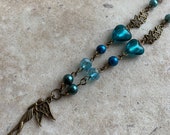 Vintage Fairy necklace, Bronze Fairy necklace, beaded necklace