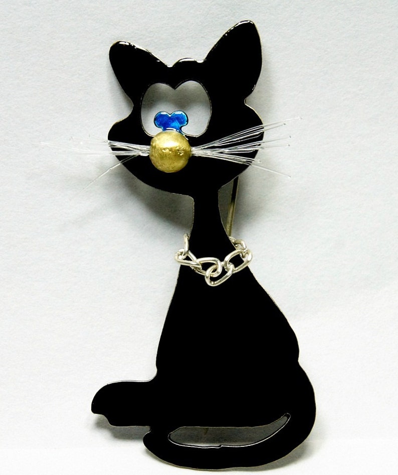 BLACK CAT BROOCH Little Animal Brooch Miniature Cat Pin Etsy