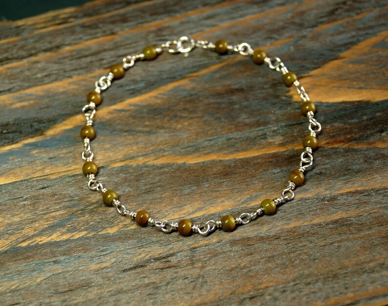 Beaded bracelet with sterling silver wire Stacked bracelet Etsy