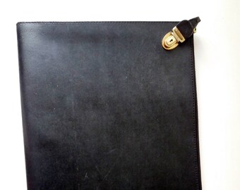 Vintage Large Zippered Real Leather Wallet or Document Case