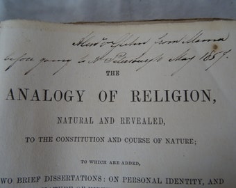 1855 The Analogy of Religion by Joseph Butler D.C.L., Late Lord Bishops of Durham