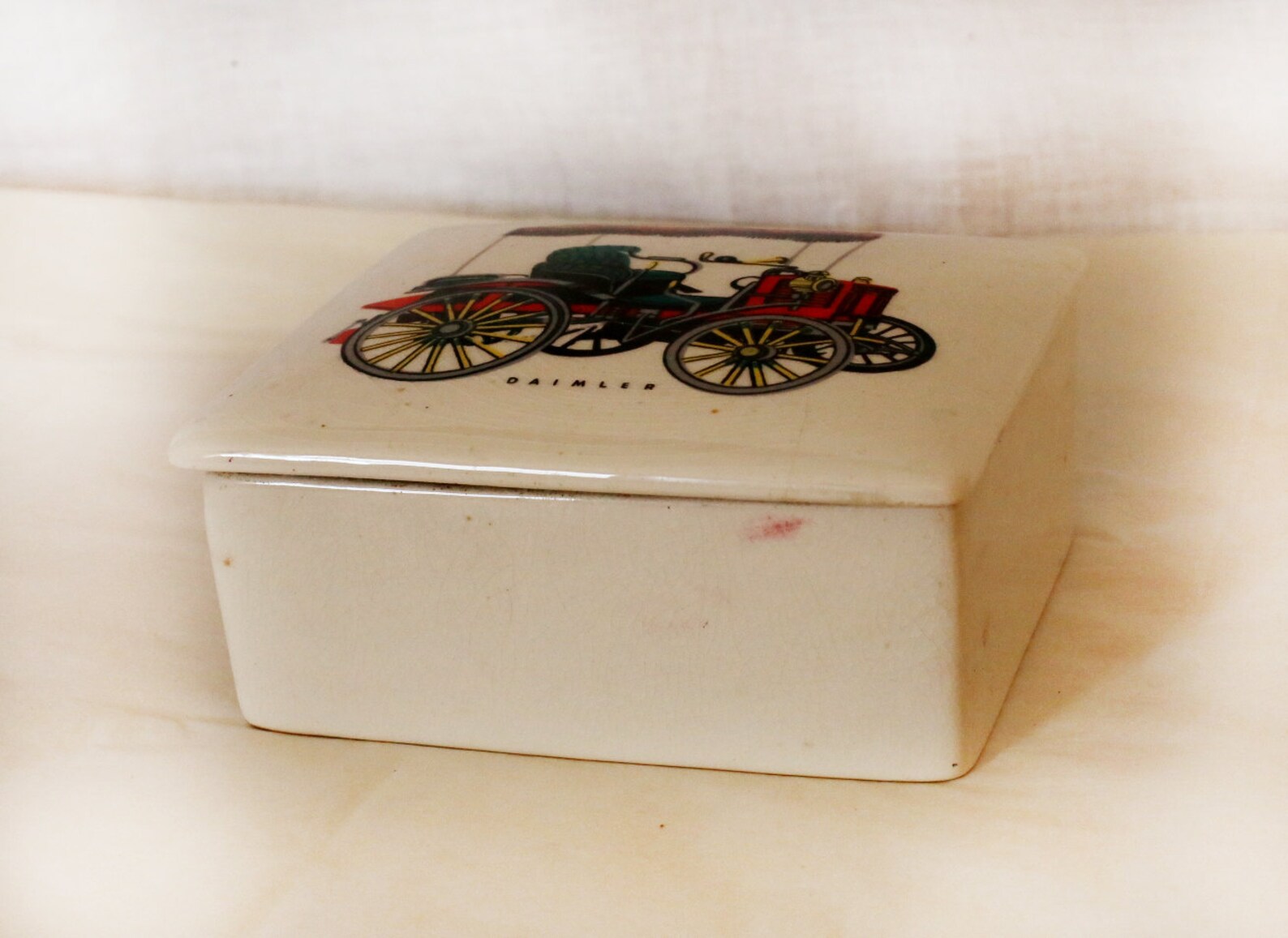 Vintage Porcelain Box With an Old Car Daimler on Lid - Etsy