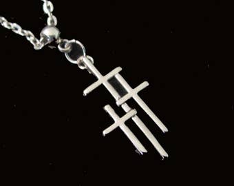 THREE CROSSES On Calvary Necklace - Inspirational Christian Jewelry - Choice Of Triple Cross Necklace, Earrings or Set