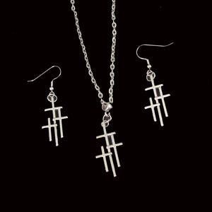 THREE CROSSES On Calvary Necklace & Earring Set - Inspirational Christian Jewelry - Choice Of Triple Cross Necklace, Earrings or Set