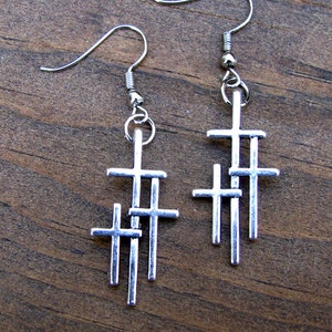 THREE CROSSES On Calvary Earrings Inspirational Christian Jewelry Choice Of Triple Cross Necklace, Earrings or Set image 7