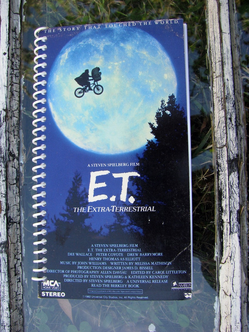 E.T. THE EXTRA-TERRESTRIAL 1982 Repurposed Original VHs Sleeve To Unique Journal, Choose Lined Or Unlined Paper Great Gift Idea image 1