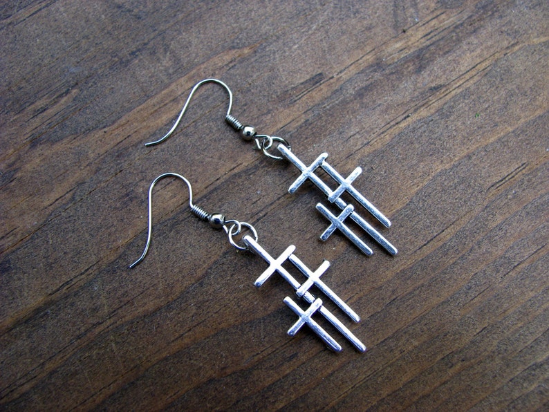 THREE CROSSES On Calvary Earrings Inspirational Christian Jewelry Choice Of Triple Cross Necklace, Earrings or Set image 4