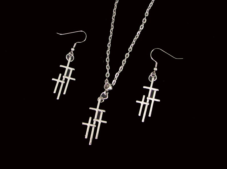 THREE CROSSES On Calvary Earrings Inspirational Christian Jewelry Choice Of Triple Cross Necklace, Earrings or Set Necklace/Earring Set